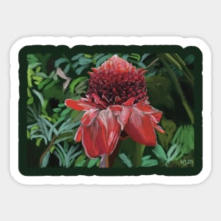 Beautiful Red Torch Ginger Painting Sticker